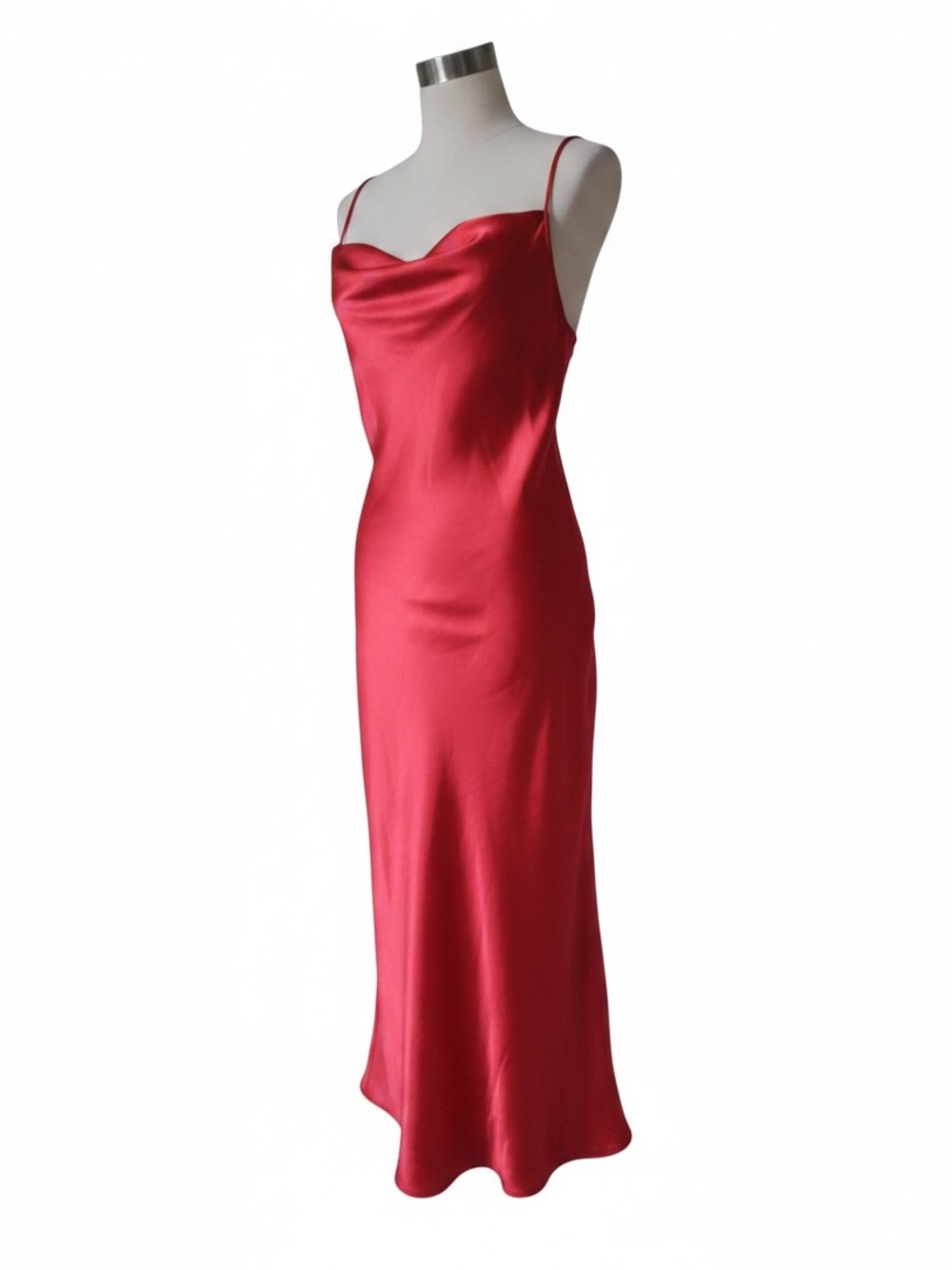 bebe Red Satin Slip Top with Spaghetti Straps